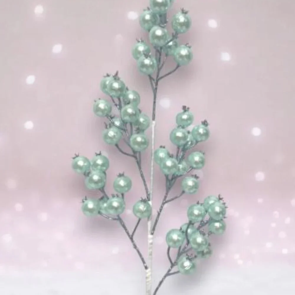 Pink, Blue or Green Christmas Decoration Berry Ball Pick Stem Craft Supplies